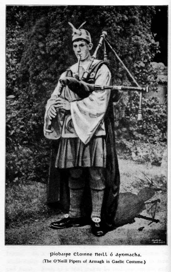 Drawing of a Piper representing the O'Neill Pipers of Armagh, in Costume
